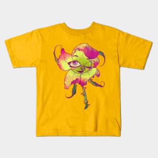 winking neon flower Kids T-Shirt